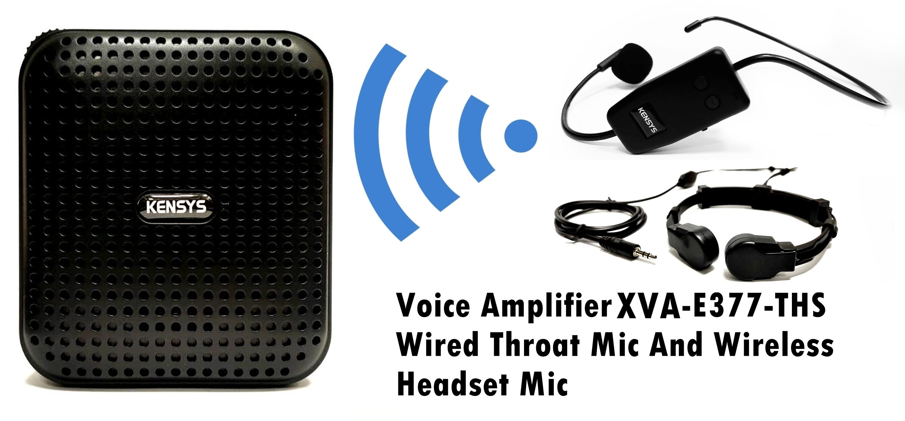 Voice Amplifier with Wireless Headset Mic and Throat Mic